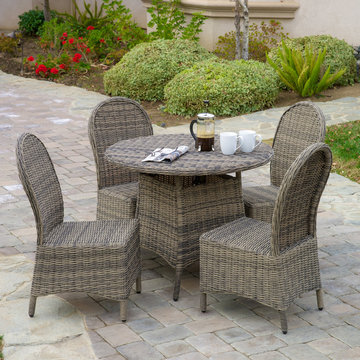 Contemporary Outdoor Patio Ft. Wicker 5pcs Dining Set