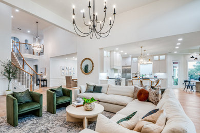 Example of a transitional living room design in Dallas