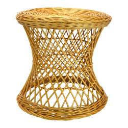 Boho Chic Wicker Rattan Hourglass Table -SOLD - Side Tables And End Tables
