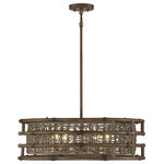 Savoy House - Savoy 7-7912-5-184, Treviso 5 Light Grapevine Pendant - Twice the natural beauty is apparent in the Treviso Collection with its double shade design. An inner shade of grapevine accents is surrounded by a bamboo-like open cage in a complementary Grapevine finish. Measuring 25?`` wide x 8`` high, this five-light pendant is part of the Brian Thomas Collection and provides ample illumination from five 60-watt candelabra bulbs. The adjustable hanging height from 8 to 63 inches adds to the versatility.