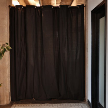 Black Tension Rod Room Divider Kit