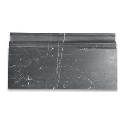 Stone Center Online - Nero Marquina Black Marble 6x12 Skirting Baseboard Trim Molding Honed, 1 piece - Molding And Trim