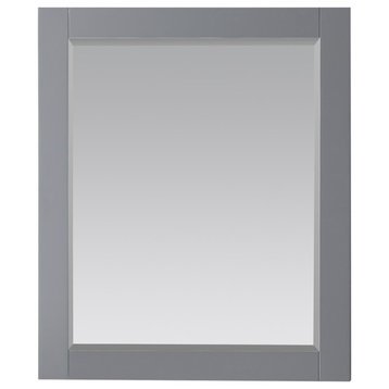 Maribella Rectangular Bathroom Wood Framed Wall Mirror, Gray, 28"