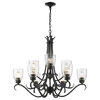 Parrish 9 Light Chandelier in Black with Seeded Glass