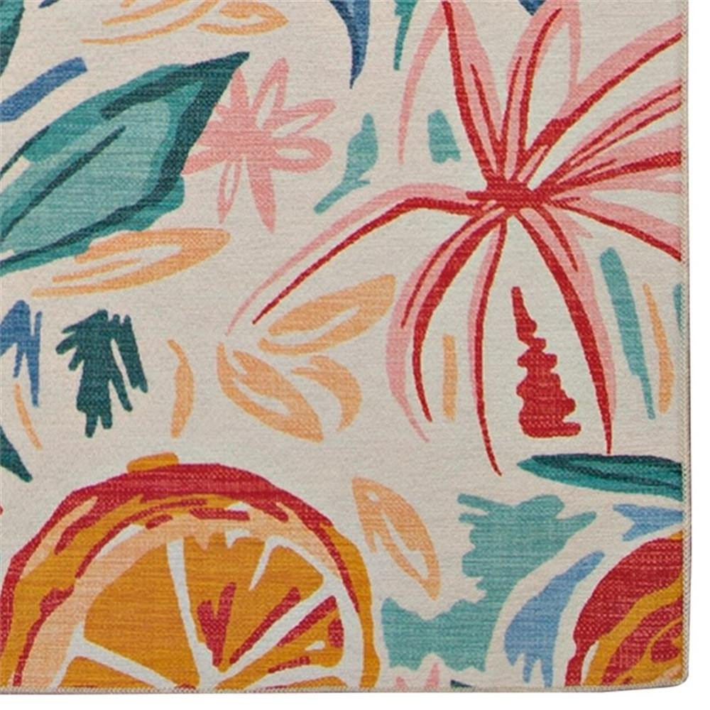 Linon Indoor Outdoor Machine Washable Marin Area 5'x7' Rug in Ivory and ...