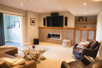 Inspiration for a transitional basement remodel in Calgary