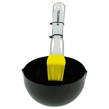 Permasteel Basting Brush and Bowl in Black and Stainless Steel