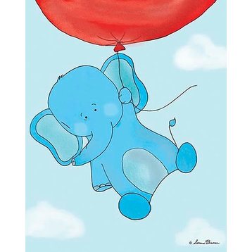 Up Up and Away - Elephant, Ready To Hang Canvas Kid's Wall Decor, 11 X 14