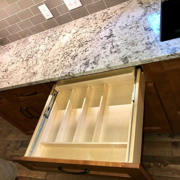 Dura Supreme Cabinets Knotty Alder Butternut Romanix Granite Galley Kitchen