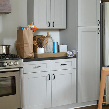 Light Gray, Solid, White Birch, Kitchen Cabinets