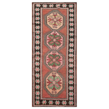 3'8''x8'11'' Hand Knotted Wool Caucasian Oriental Area Rug Rust, Pink