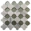 SAMPLE OF 12"x12" Clear And Polished Arabescato And Glass Mosaic Tile In White