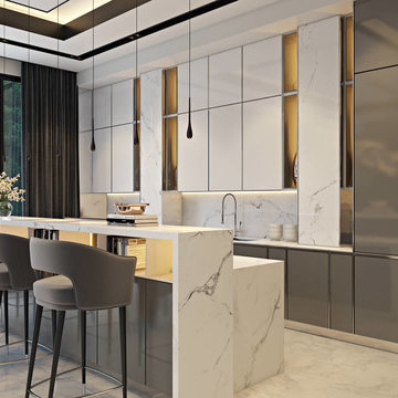 Diningroom with marble accents. California Project