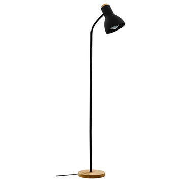 Verdal 1 Light Floor Lamp, Black and Natural
