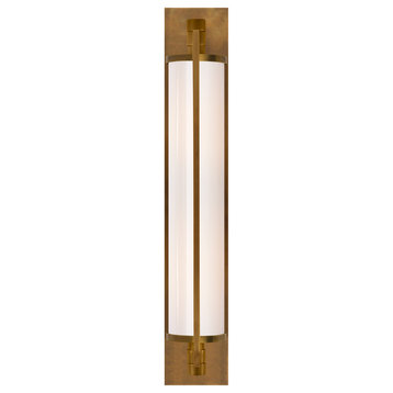 Keeley Tall Pivoting Sconce in Hand-Rubbed Antique Brass with White Glass