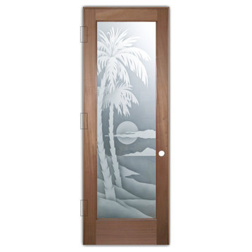 Pantry Door - Palm Sunset - Mahogany - 28" x 96" - Knob on Right - Push Open
