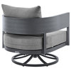 Argiope Outdoor Patio Swivel Rocking Chair in Grey Aluminum with Cushions