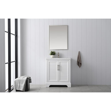 Vanity Art Bathroom Vanity with Sink & Top, White, 30", White Ceramic