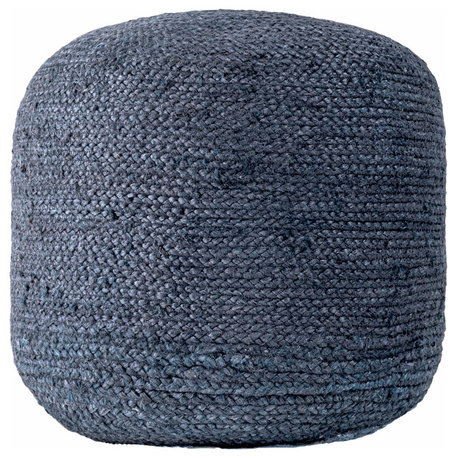 Nuloom Braided Evita Jute Natural, Fiber Cable Pouf, Blue