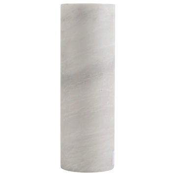 Chloris Collection 12" Honed Finish Cylinder Vase, Pearl White