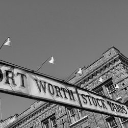 Acclaimed Fort Worth Stockyards Street Banner in BW 16x24 Fine Art Canvas, .75" - Fine Art Prints