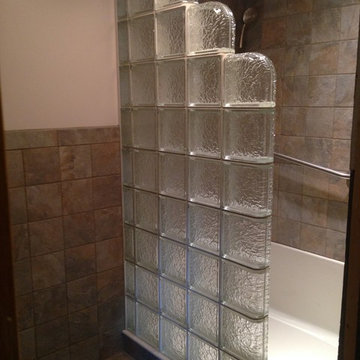 Glass Block Walk In Shower, Small Space