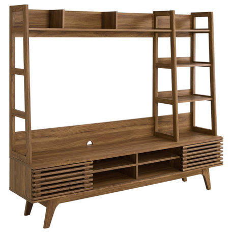 Render TV Stand Entertainment Center, Walnut