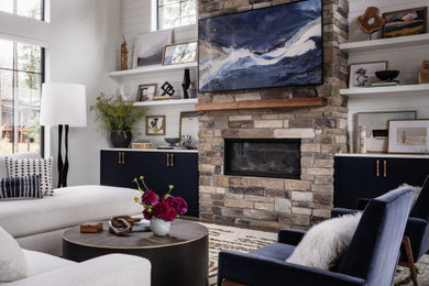 Transitional living room photo in Seattle