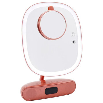 Melody Square Duotone Makeup Mirror with Bluetooth Speakers, Rose Gold