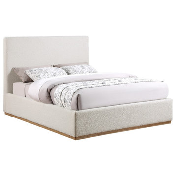 Monaco Boucle Fabric Upholstered Bed, Cream, Full