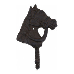 Import Wholesales - Horse Head Western Wall Hook, Rust Brown Cast Iron, 6.25" Tall - Wall Hooks