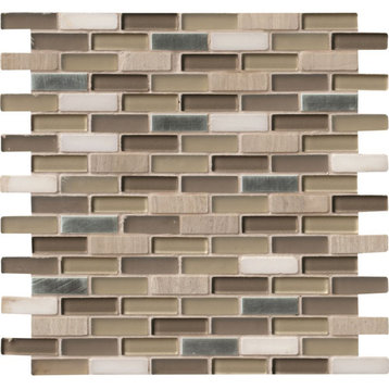 Blend Glass/Stone/Metal Silver Tip Mosaic Mixed Tile, 10 Sheets