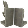 Distressed Finish Carved Wood Look Horse Head and Tail Bookends