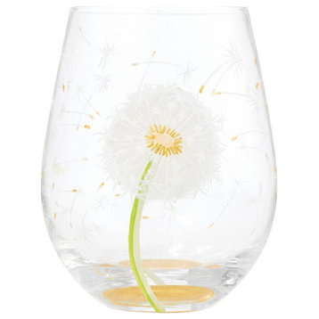 "Dandelion Wish" Stemless Wine Glass by Lolita