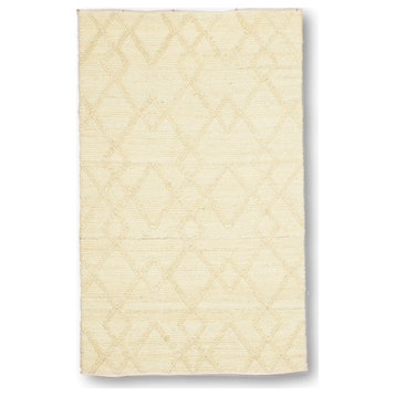 Hand Woven Diamond Patterned Jute Rug by Tufty Home, Bleach, 2x3