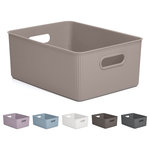 Superio - Superio Ribbed Storage Bin, Plastic Storage Basket, Taupe, 15 L - Organizing your space with these colorful storage bins, from baby clothes to living room extra organization, keep your surroundings neat and tidy. The storage basket comprises thick plastic with a built-in handle with a ribbed design and solid construction, ideal for organizing closet and pantry items.
