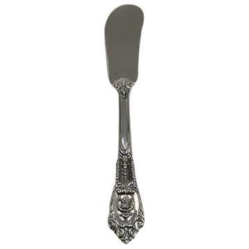 Wallace Sterling Silver Rose Point Butter Spreader, Flat Handle