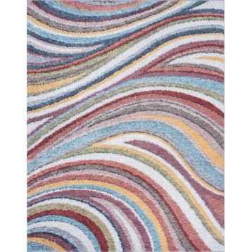 Luz Shag Stripe Multi-Color Rectangle Area Rug, 8'x10'