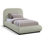 Meridian Furniture - Vaughn Bed, Mint, Twin, Chenille Fabric, Black Finish - Transform your bedroom into a cozy and inviting retreat with the Vaughn Twin Bed. With its rich mint chenille textured fabric and solid wood base in a black finish, this bed exudes a warm and inviting ambiance that will make you feel right at home. Its soft and plush surface provides a cozy and comfortable retreat, while its sturdy and durable construction ensures that you can enjoy long-lasting comfort. So go ahead, treat yourself to a restful night's sleep in this exquisite bed, and wake up feeling refreshed and rejuvenated.