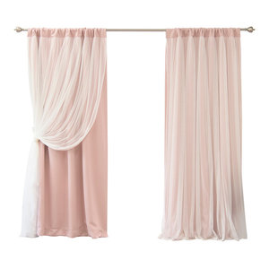 Dotted Lace Overlay Blackout Curtains Contemporary Curtains