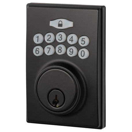 Electronic Keypad Deadbolt, Modern, Flat Black