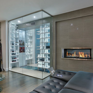 Contemporary Wine Cellar with Water Feature