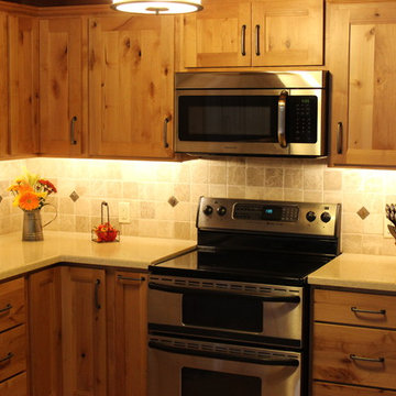 Kitchen LED Lighting Knotty Pine Cabinets