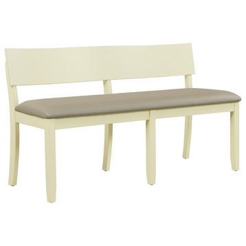 Capella Faux Leather Dining Height Bench - BEIGE/BUTTERMILK