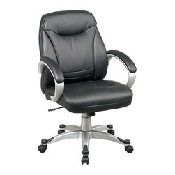 Deluxe Leather Mid Back Office Chair - Office Chairs