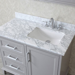 42 inch Single Taupe Grey Bathroom Vanity Set with Mirror - Bathroom Vanities And Sink Consoles