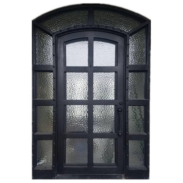 72''x96''Wrought Iron Single Door With Double LOW-E Glass/Surround, Left Hand