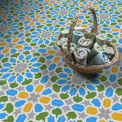Moroccan Mosaic & Tile House - 8"x8" Bahja Handmade Cement Tile, Multi-Color, Set of 12 - Wall And Floor Tile