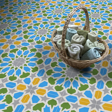 8"x8" Bahja Handmade Cement Tile, Multi-Color, Set of 12