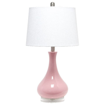 Elegant Designs Ceramic Tear Drop Shaped Table Lamp Rose Pink